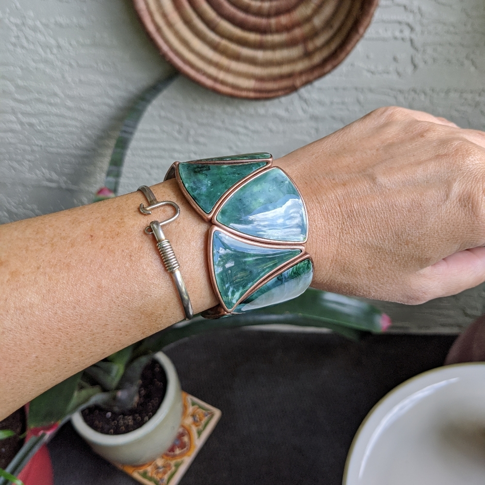 Sue Cox Green Stretch Bracelet Copper Bronze - Picture 15 of 15